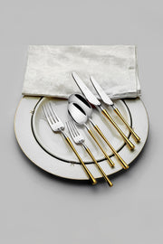 Marbella Altın Sade 12 Kişilik 84 Parça Kutulu Çatal Kaşık Bıçak Takımı