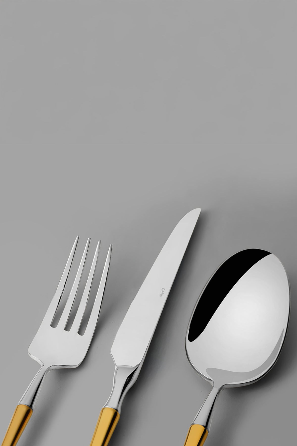 Marbella Altın Sade 12 Kişilik 84 Parça Kutulu Çatal Kaşık Bıçak Takımı