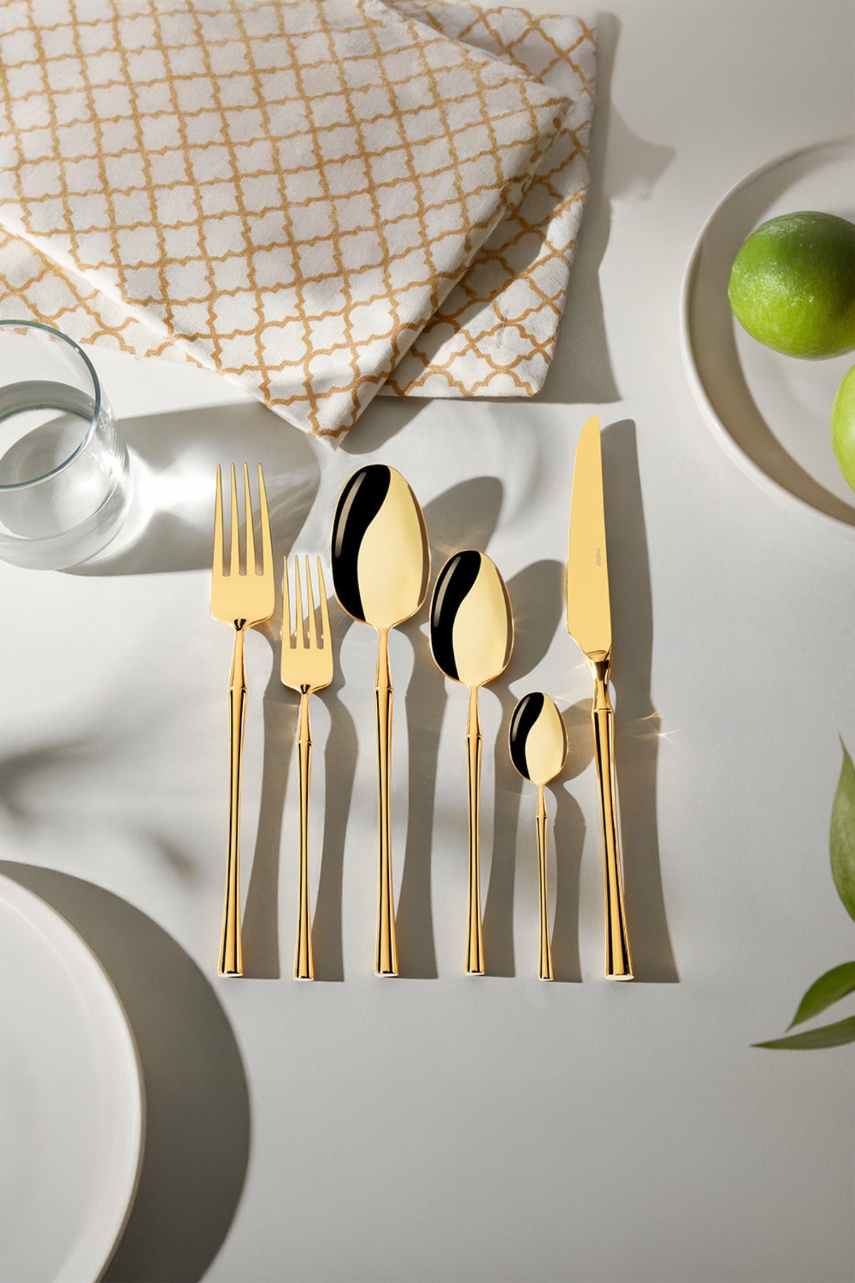 Marbella Full Altın 6 Kişilik 36 Parça Kutulu Çatal Kaşık Bıçak Takımı