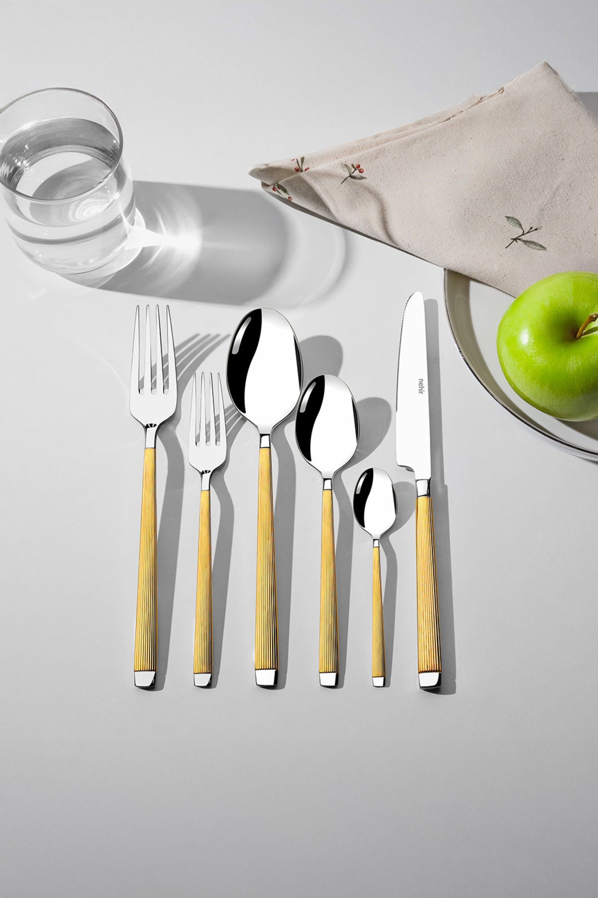 Maria Altın Sade 6 Kişilik 36 Parça Kutulu Çatal Kaşık Bıçak Takımı