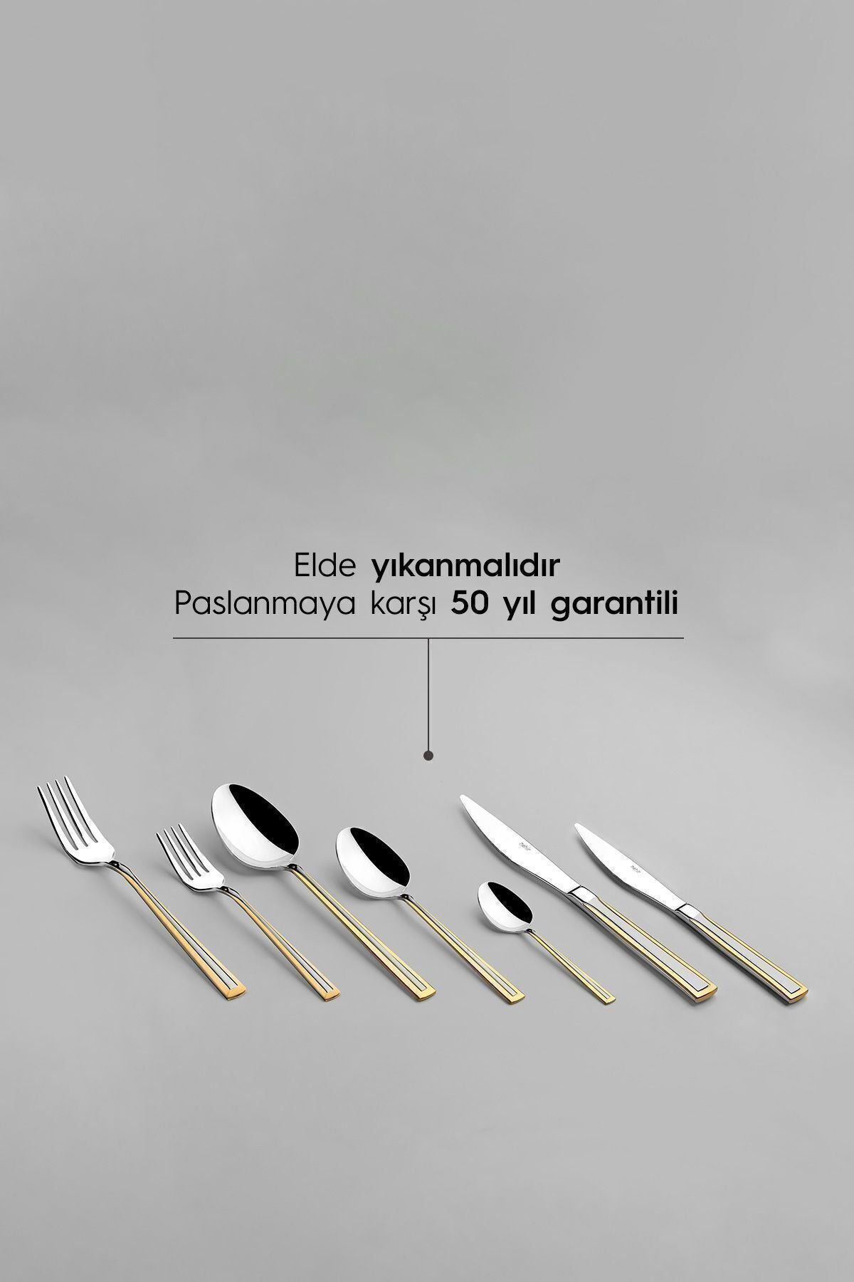 Milano Altın Saten 12 Kişilik 89 Parça Deri Kutulu Çatal Kaşık Bıçak Takımı