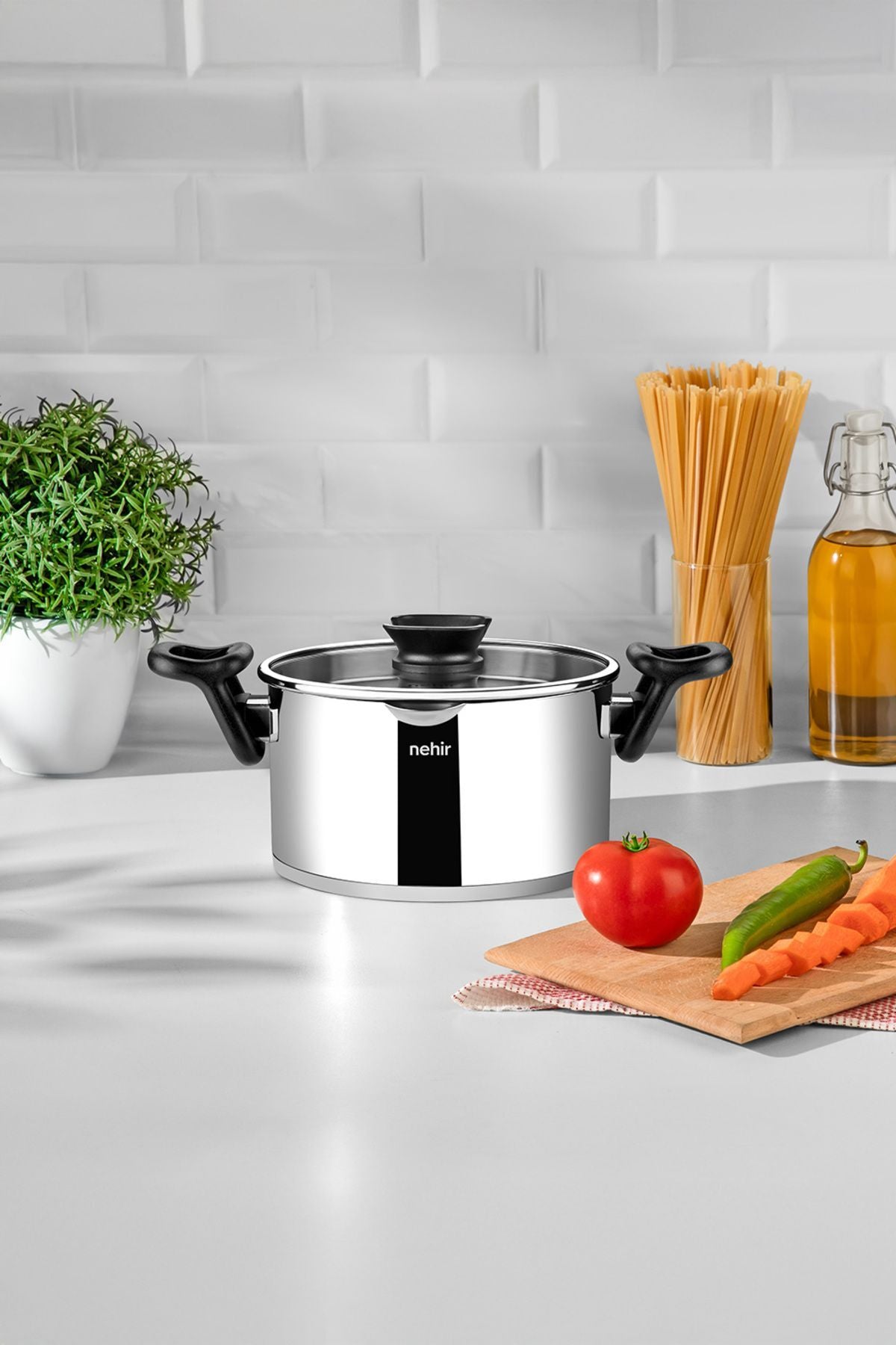 Napoli 22 Cm Paslanmaz Çelik Süzgeç Kapaklı Fonksiyonel Tencere