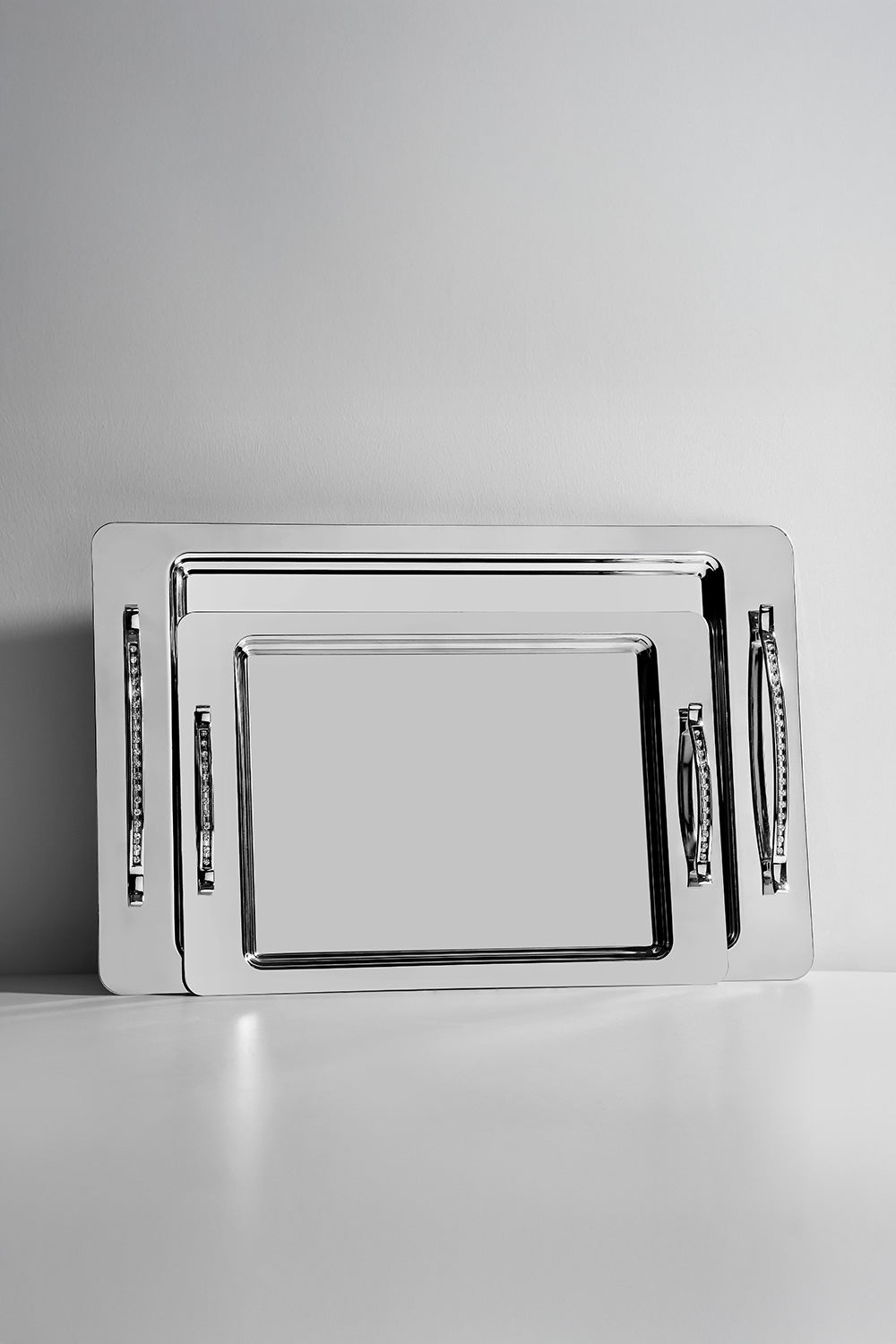 Rana 2'li Sade Çelik Tepsi Seti