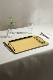 Rana Full Altın Dekorlu Çelik Kahve Tepsi