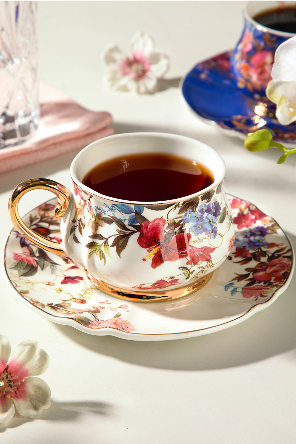 Rossella 12-Piece Porcelain Tea Cup Set for 6 People