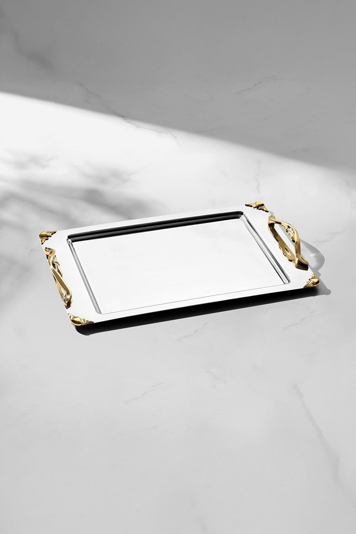 Sare Altın Saten Çelik Kahve Tepsi