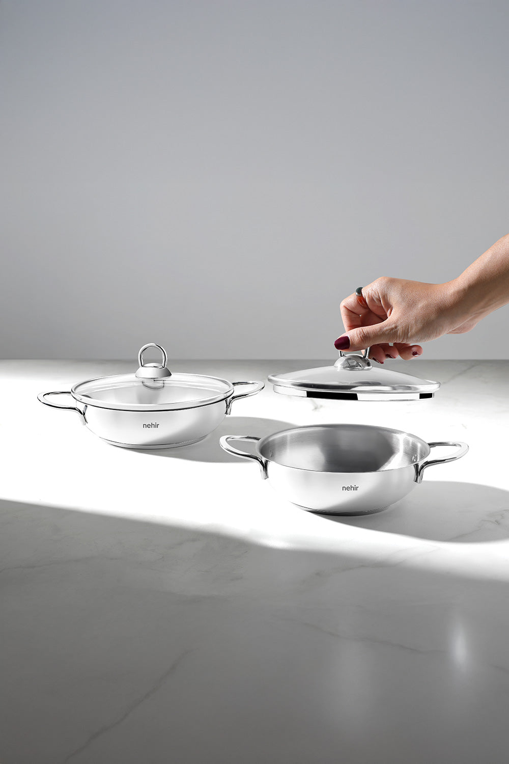 Silver 4-Piece Stainless Steel Casserole Dish Set (18-20 cm)