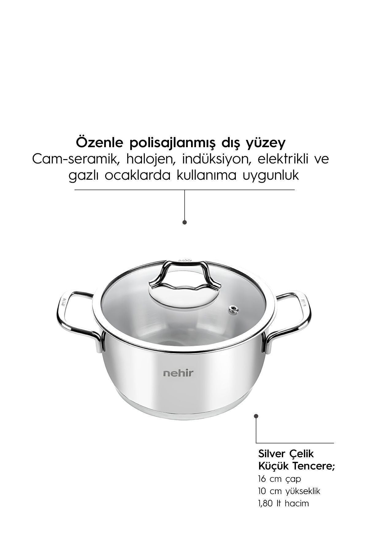 Silver Klasik 6 Parça Derin Çelik Tencere Seti