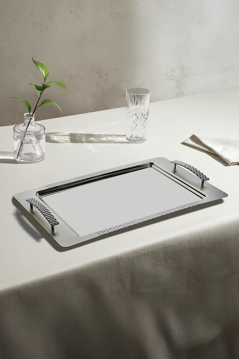 Sırma Saten Çelik Çay Tepsi