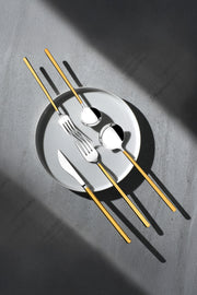 Sofia Altın Sade 6 Kişilik 36 Parça Kutulu Çatal Kaşık Bıçak Takımı