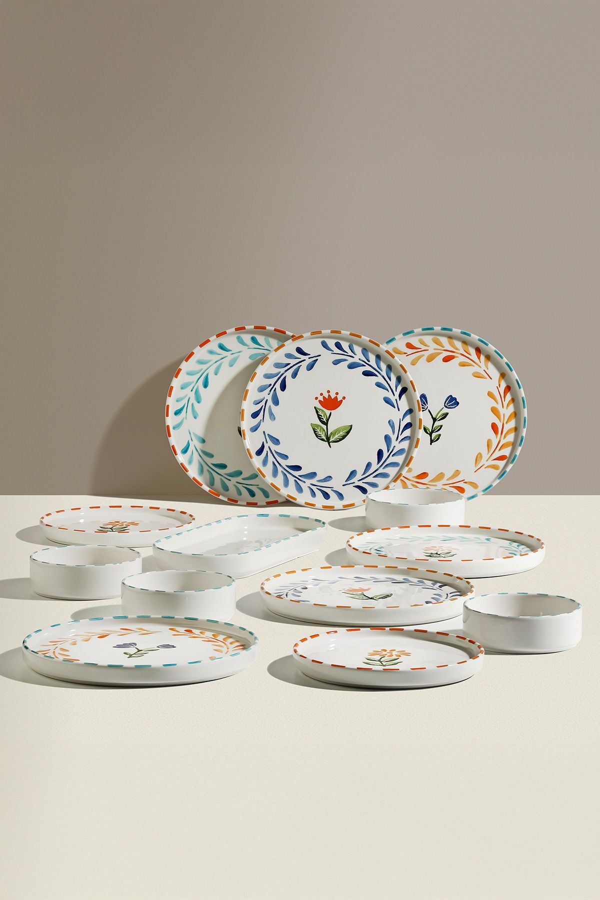 Summer Flowers 6 Kişilik 13 Parça Seramik Kahvaltı Takımı