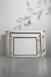 Verona 2'li Altın Saten Çelik Tepsi Seti