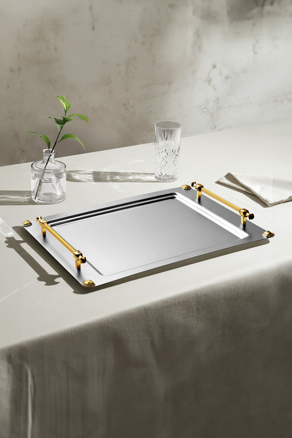 Verona 2'li Altın Saten Çelik Tepsi Seti