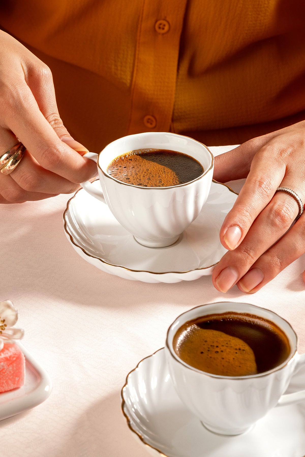 Yasemin Beyaz 12 Parça Porselen Kahve Fincan Takımı