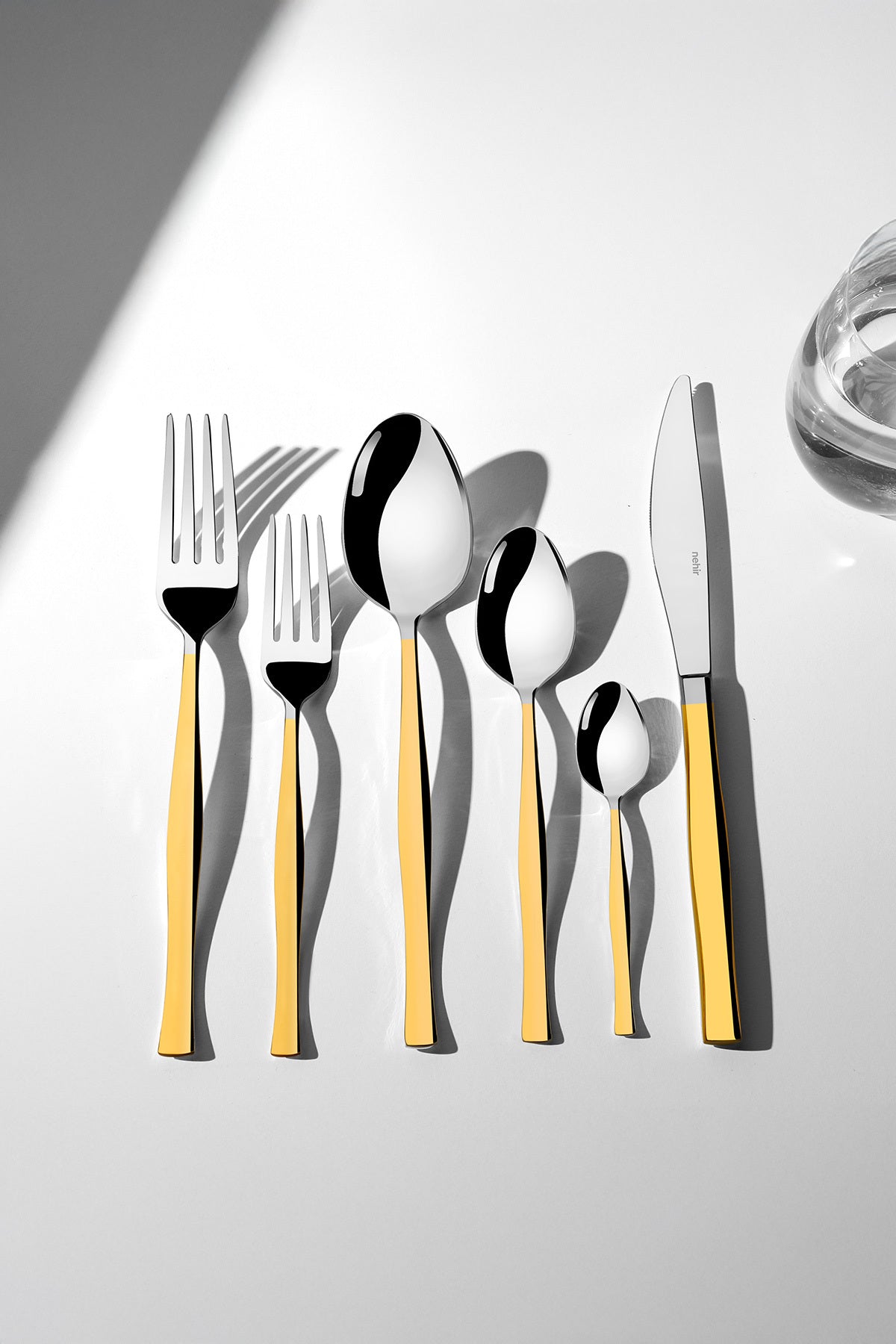 Zarif Altın Sade 6 Kişilik 36 Parça Kutulu Çatal Kaşık Bıçak Takımı