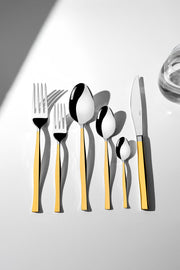 Zarif Altın Sade 6 Kişilik 36 Parça Kutulu Çatal Kaşık Bıçak Takımı