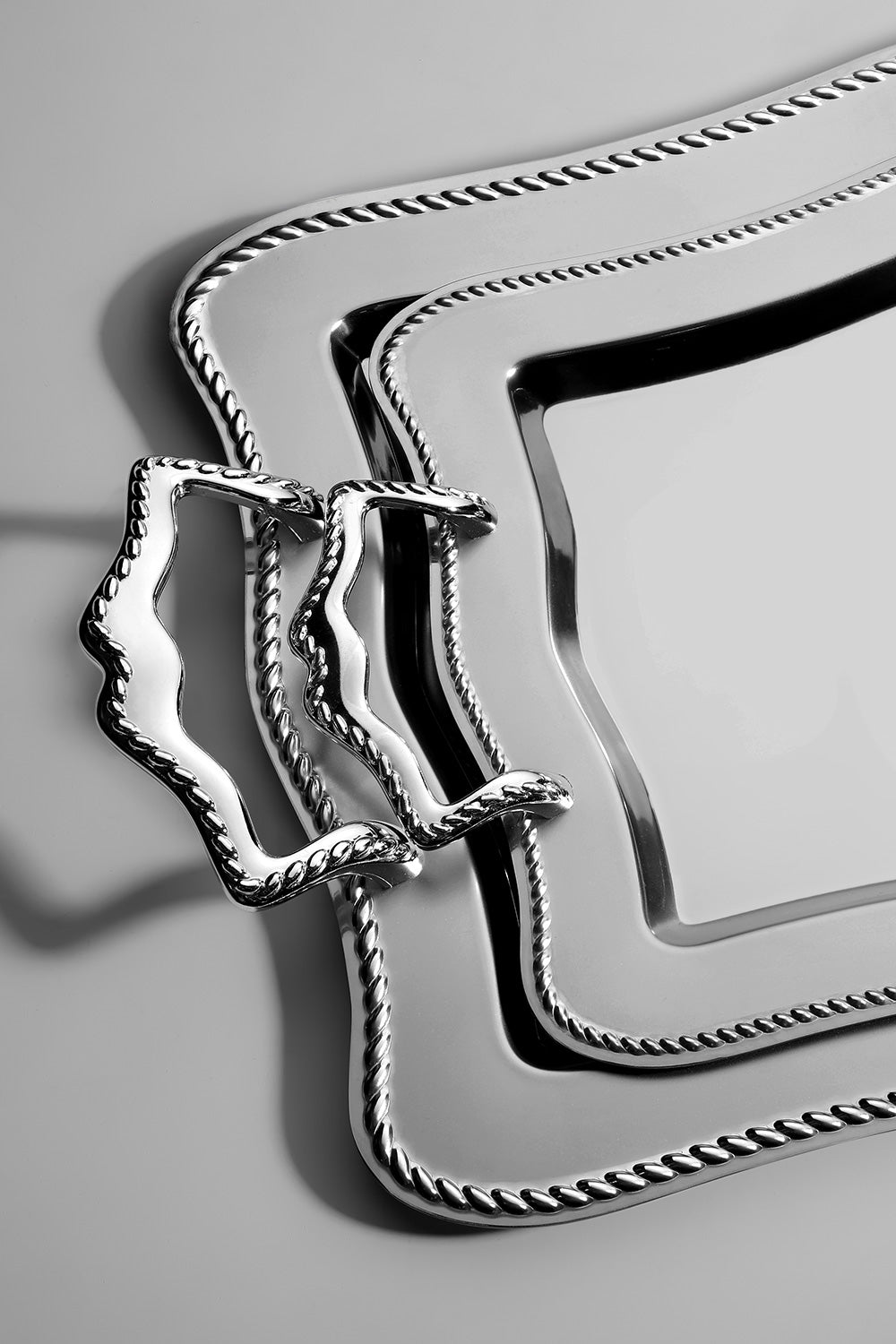 Zincir 2'li Saten Çelik Tepsi Seti