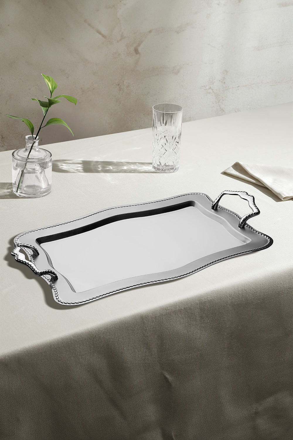 Zincir 2'li Saten Çelik Tepsi Seti