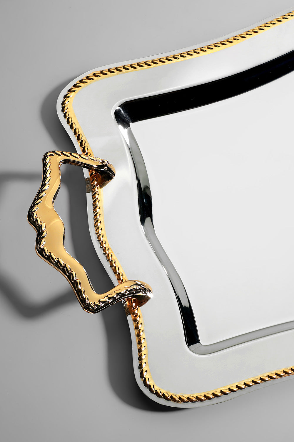 Zincir Altın Sade Çelik Çay Tepsi