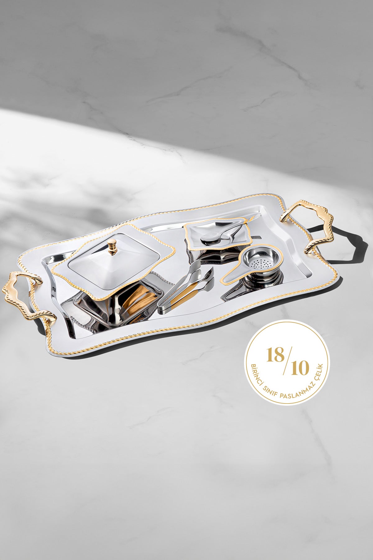 Zincir Altın Saten 28 Parça Çay Takımı