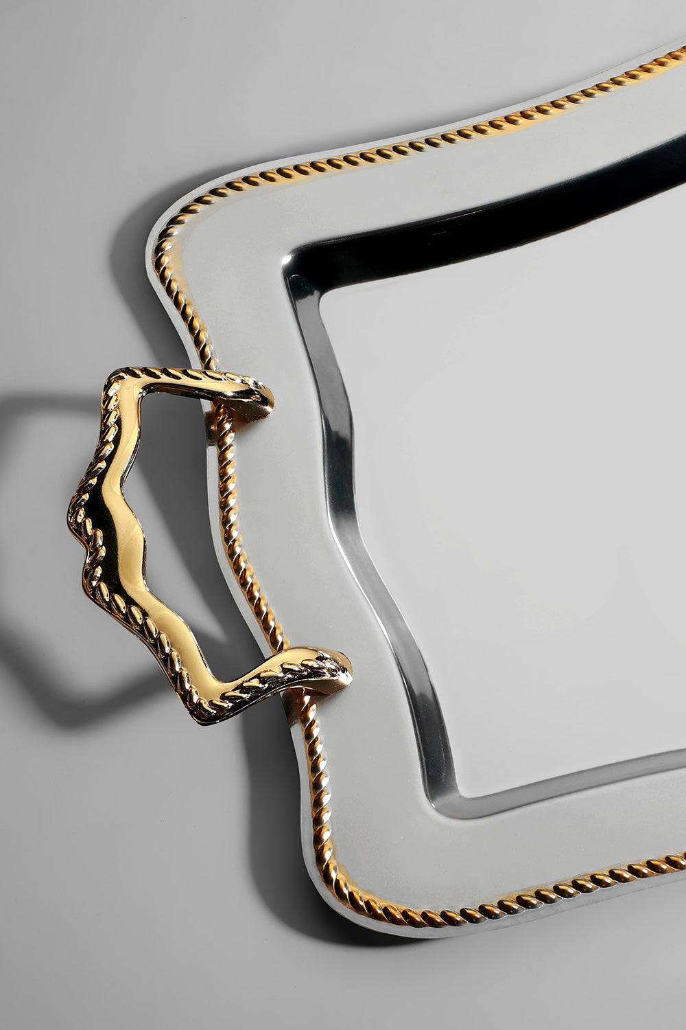 Zincir Altın Saten Çelik Çay Tepsi